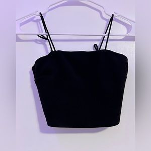 spaghetti strap black crop top
